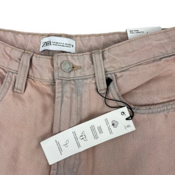 Zara Mid Rise Bootcut Jean Size 4 Pink Blue - Picture 6 of 11